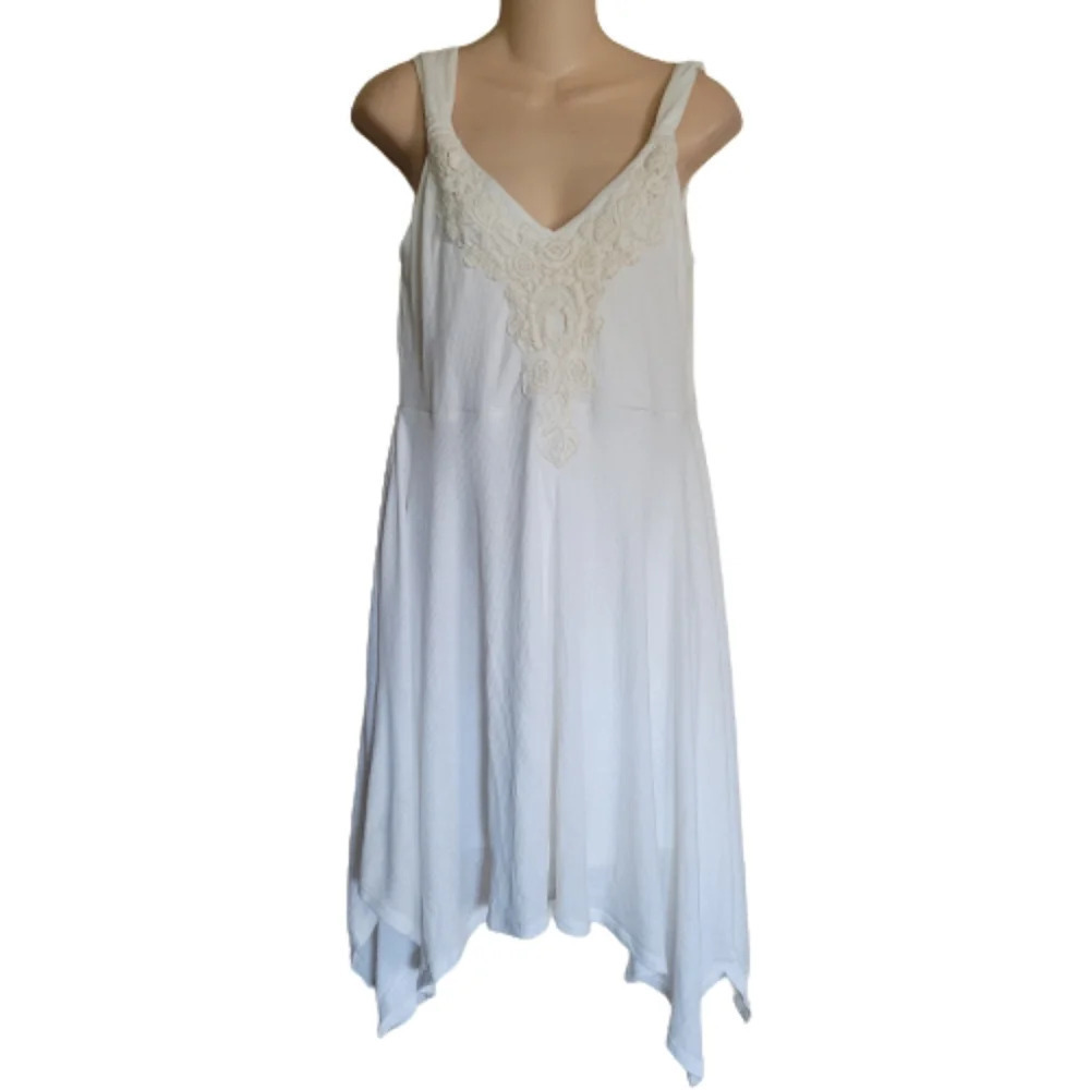 Halo White Asymmetrical Sleeveless Ribbed Dress Size Women's Small